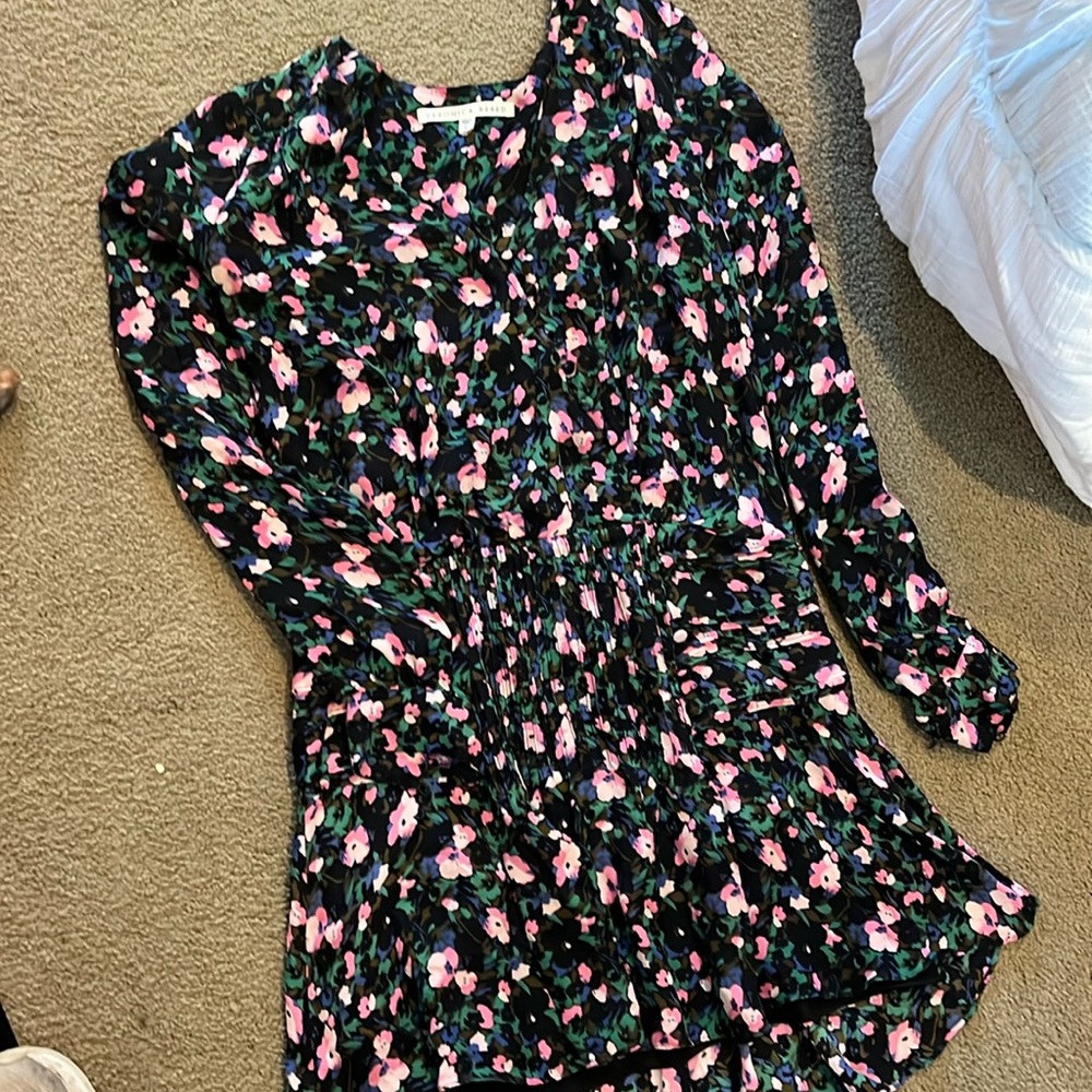 Veronica Beard Naomi Floral Print Silk Mini Dress